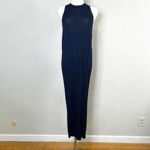 COS Maxi Dress Navy Blue Sleeveless Ribbed Knit Casual Minimalist Elegant Size S